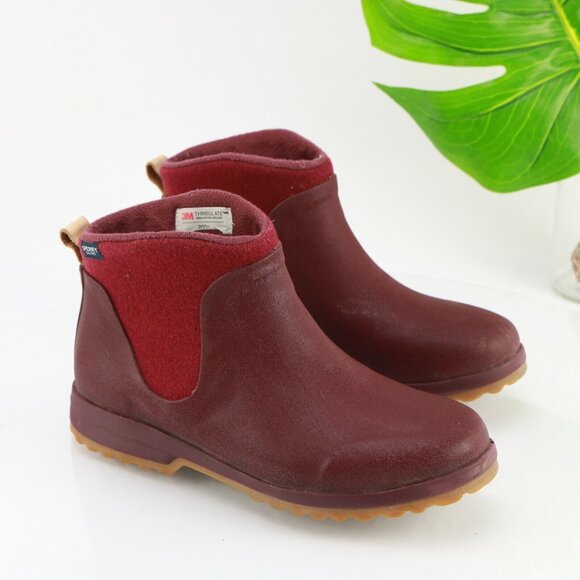 Sperry Womens Maritime Gale Boot Size 9 Burgundy Waterproof Snow Pull On Chelsea - Picture 2 of 12
